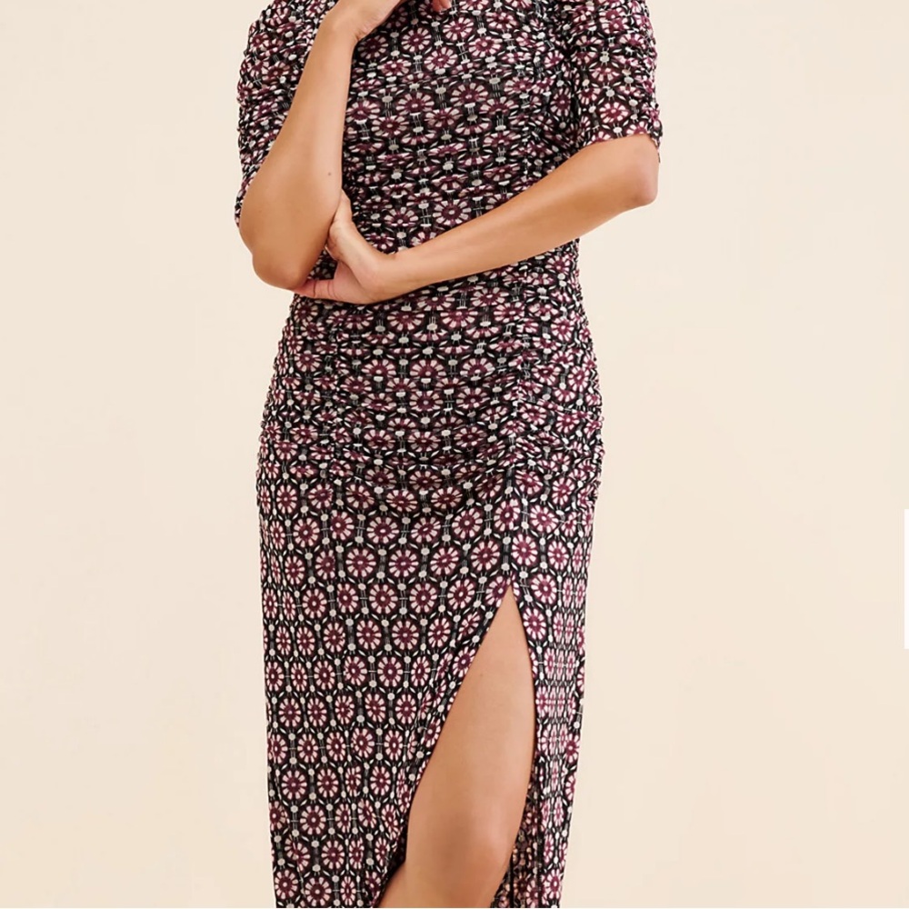 Free People Black and Pink Floral Long Sleeve Dress